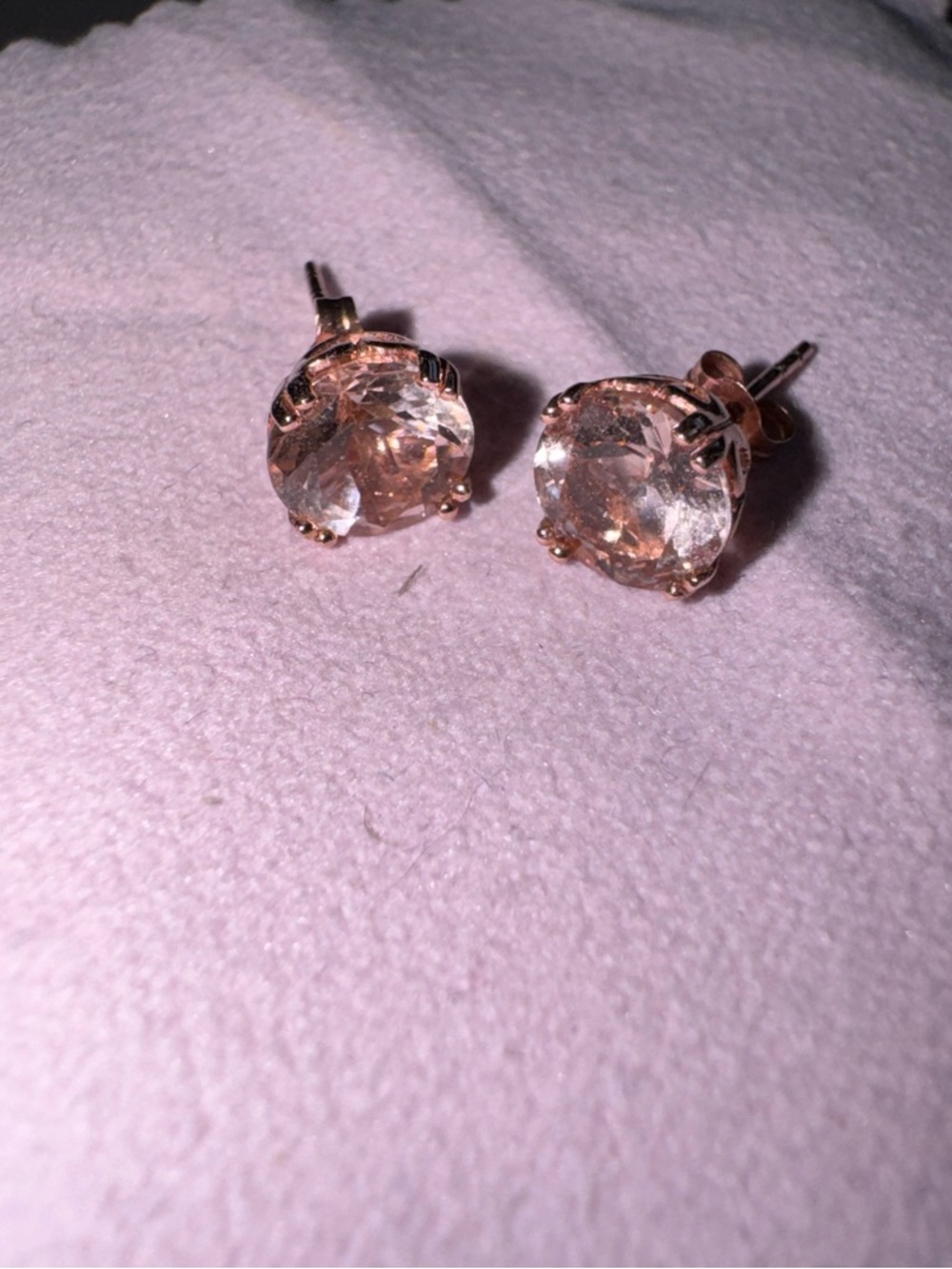 Peach Pink Morganite 14k Rose Gold filigree stud earrings - Picture 2 of 6